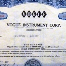 Vogue Instrument Corp. certificate issued to Bernie Madoff