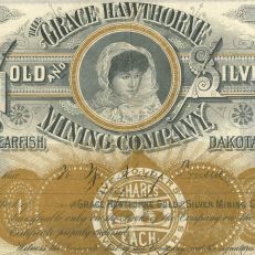1886 Grace Hawthorne Gold and Silver Mining Company stock certificate, courtesy of John E. Herzog