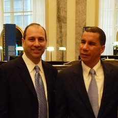 David Cowen with Governor David Paterson at a press conference on the New York economy in 2010