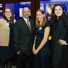 David Cowen with MoAF staff members Maura Ferguson, Kristin Aguilera and Alexis Sandler at the opening of the "Worth Its Weight: Gold from the Ground Up" exhibit