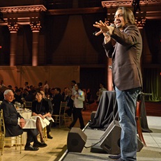 Lin-Manuel Miranda performs at the 2015 Gala