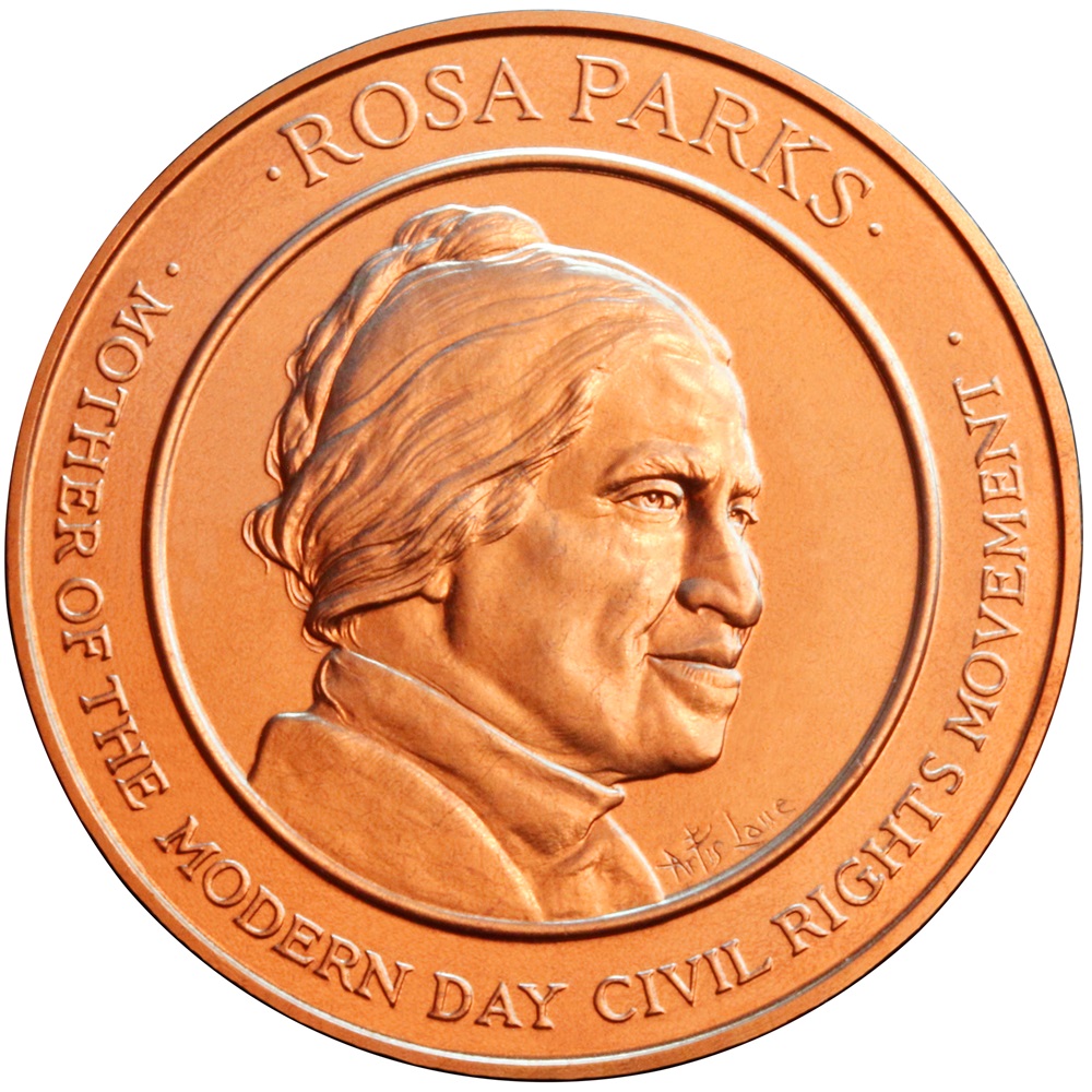 Rosa parks bronze medal obverse museum of american finance