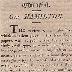 Alexander Hamilton's obituary, 1804.