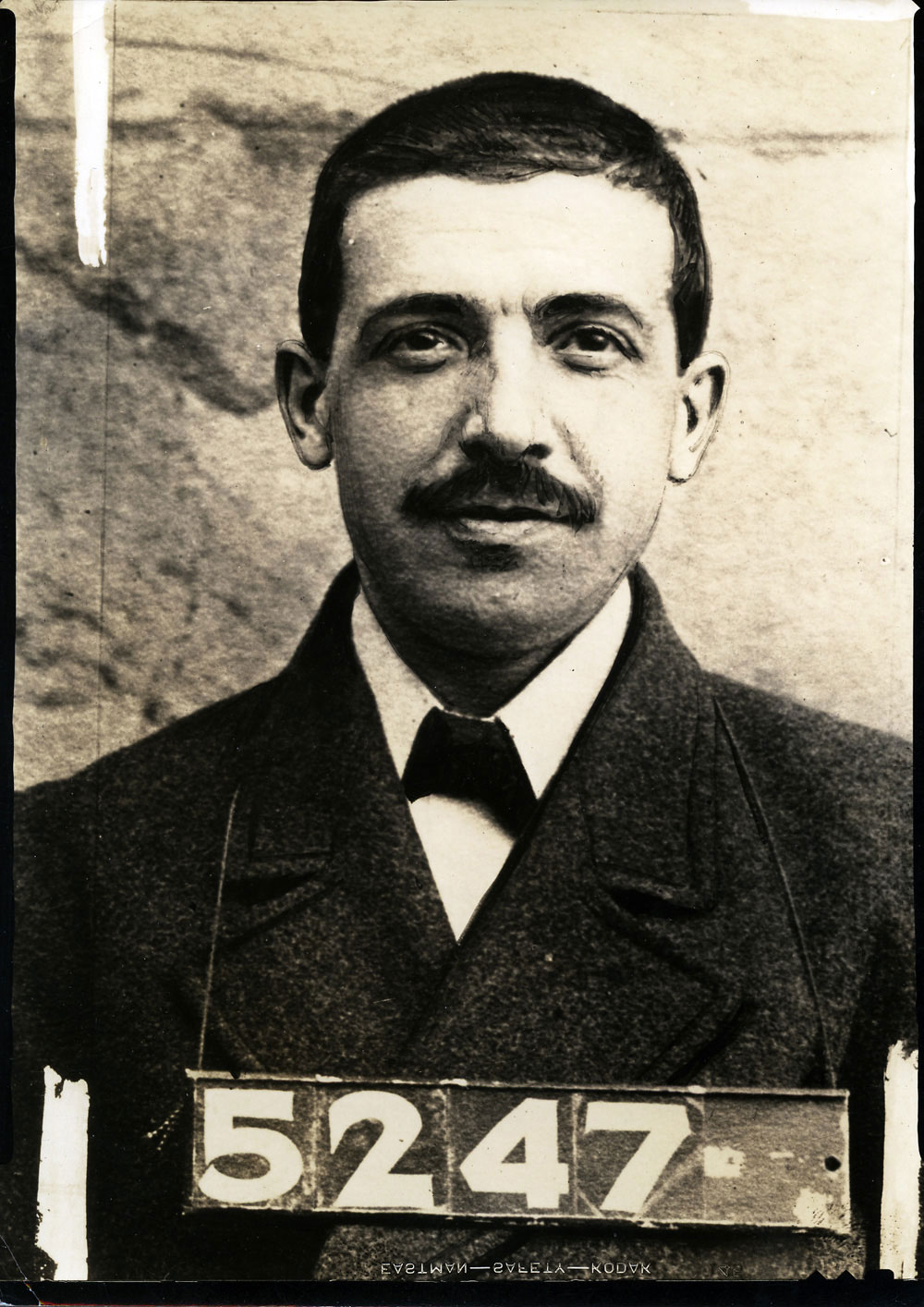 Mug shot of Charles Ponzi, the original Ponzi artist. - Museum of American Finance