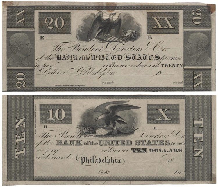 Bank of the United States $10 and $20 Notes