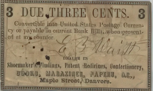 Three cent fractional postage currency.