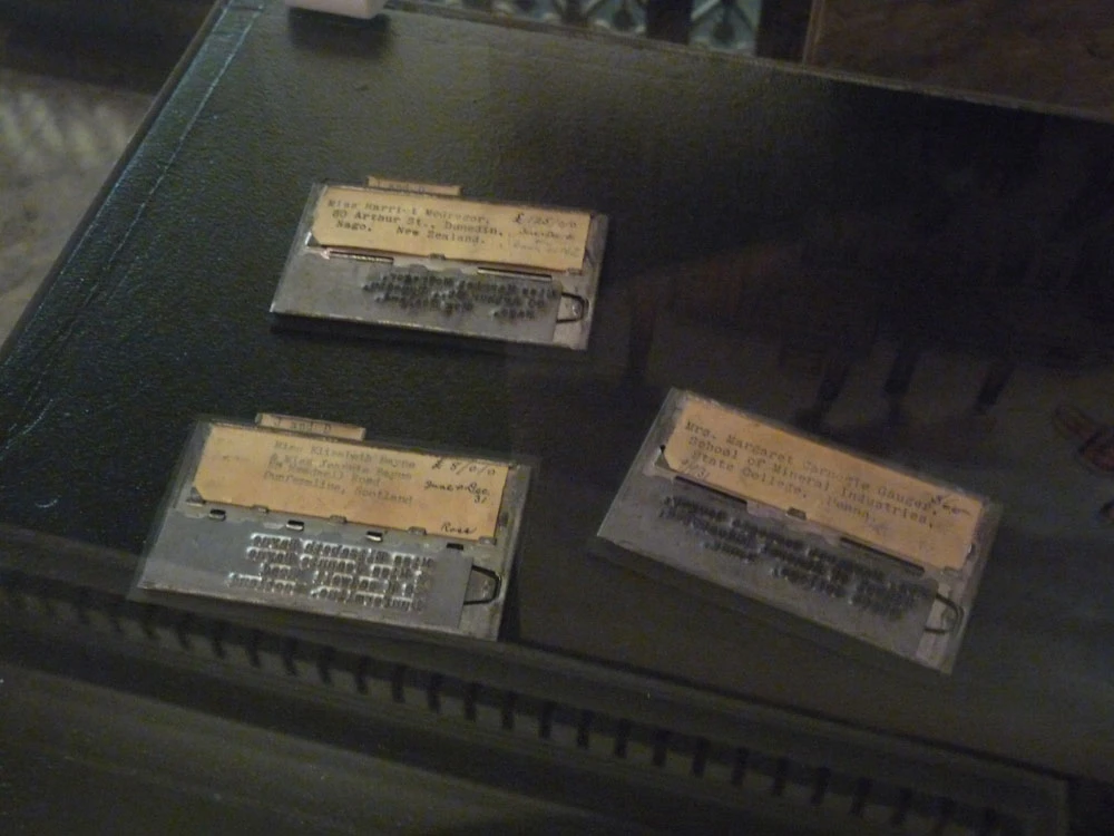 Tin Rolodex cards used by Carnegie’s Home Trust to distribute money and pay pensions to organizations, members, friends and public figures.  Courtesy of the Carnegie Corp. of NY Records, Columbia University Rare Book and Manuscript Library.
