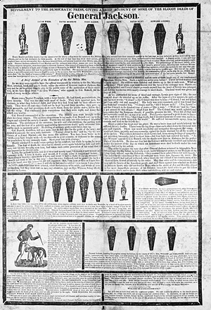 Mudslinging 19th century style: The coffin handbills circulated by the J. Q. Adams camp during the 1828 presidential election campaign.