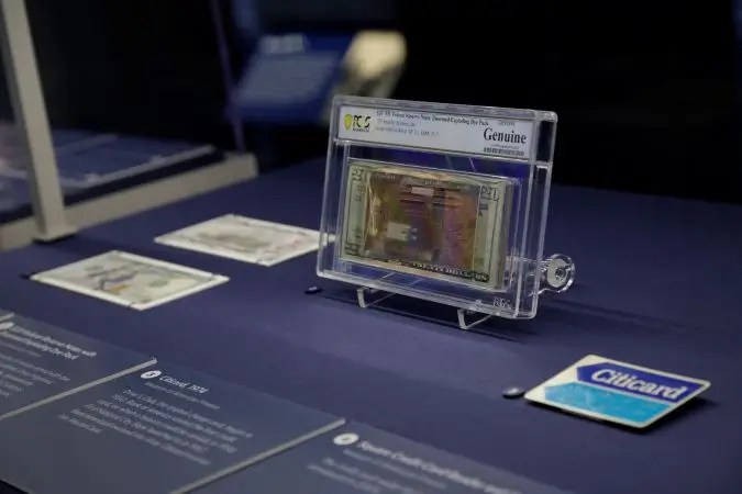 $20 Federal Reserve notes with disarmed exploding dye pack