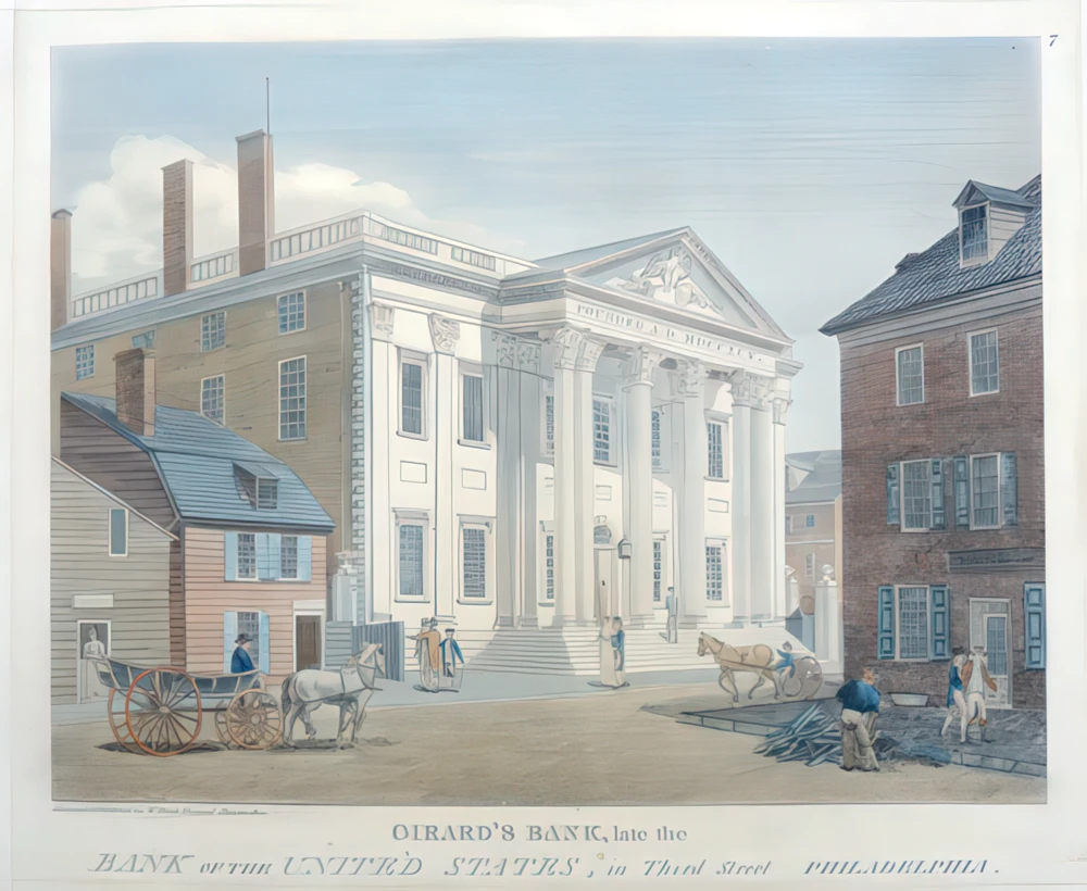 Bank of the United States building on Third Street in Philadelphia.