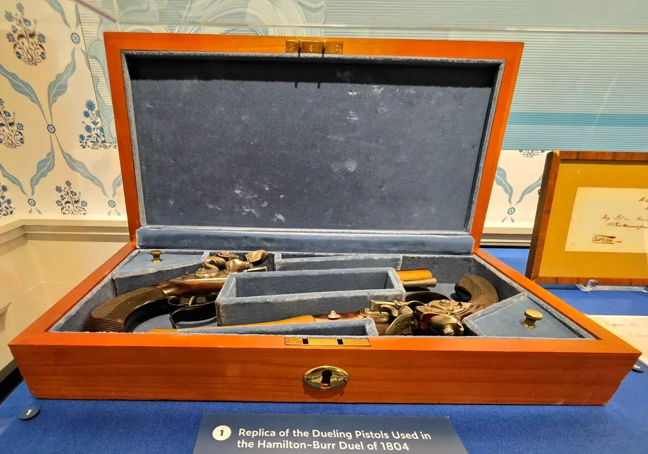 Replica of the dueling pistols used in the Hamilton-Burr duel of 1804