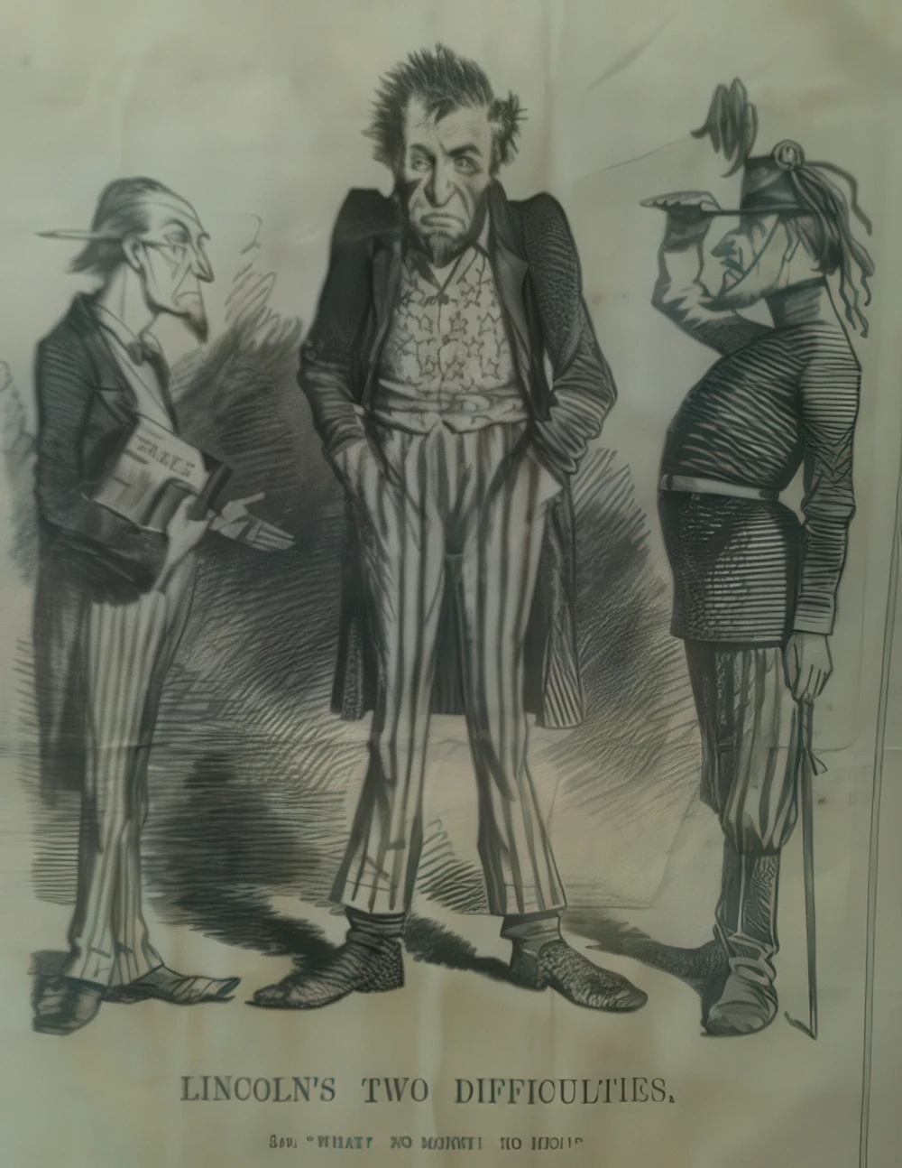 Punch magazine cartoon, “Lincoln’s Two Difficulties,” 1862.