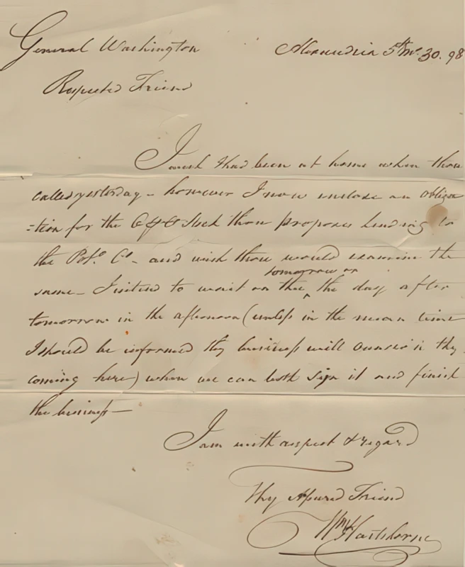 Potomack Company share certificate issued to George Washington, 1798. Collection of John E. Herzog.