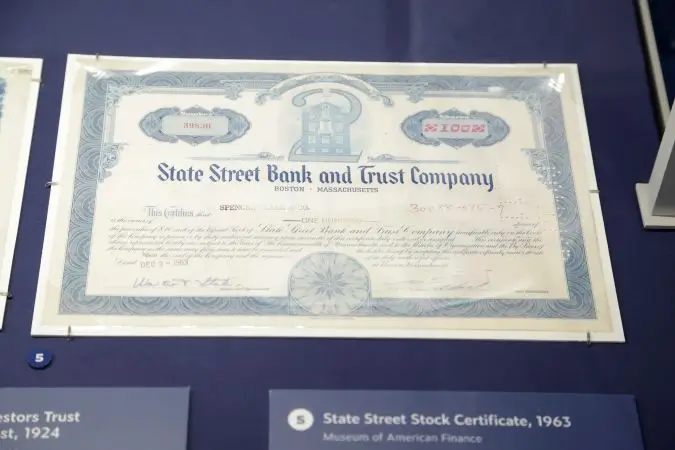 State Street stock certificate, 1963