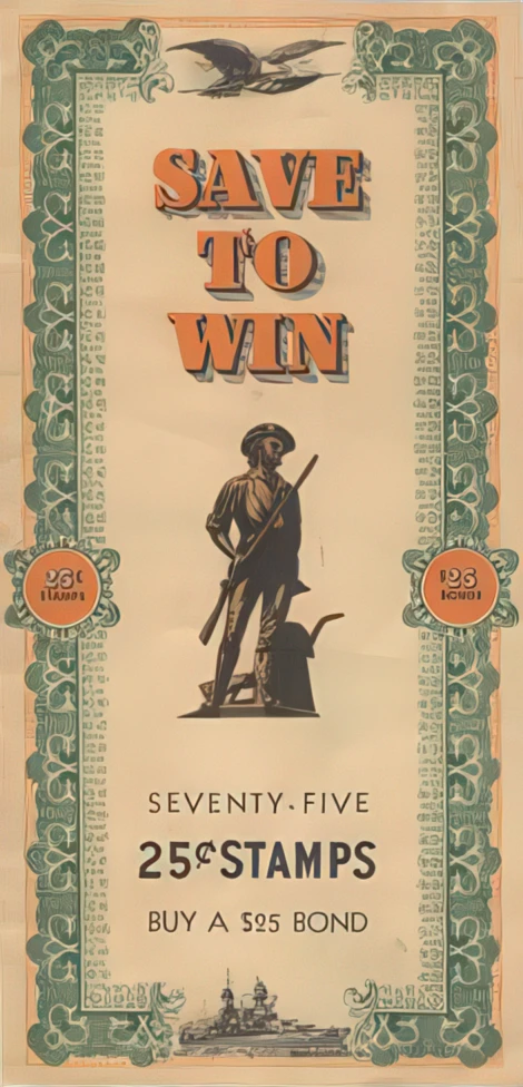 War bond stamp book from World War II.
