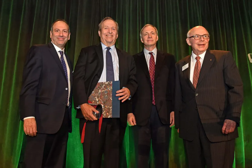 David Cowen, Larry Summers, Ray Dalio and Dick Sylla at the 2017 Gala