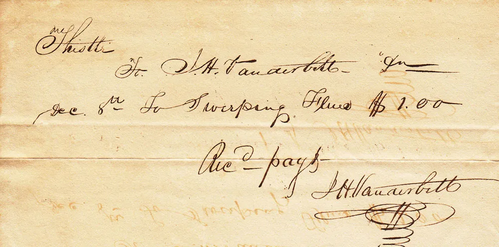 This steamboat Thistle receipt from J.H. Vanderbilt, brother of Cornelius, is signed by Vanderbilt. It is part of the Museum’s Carver Gibbons Collection.