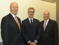 Moody's President/CEO Ray McDaniel (left) with BNP Paribas USA CEO Jean-Yves Fillion (center) and MoAF President David Cowen at the Museum's Sept 19 program on corporate sustainability.