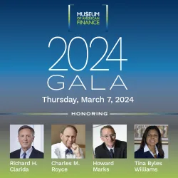 Museum of American Finance to Honor Richard H. Clarida, Howard Marks, Charles M. Royce and Tina Byles Williams at 2024 Gala