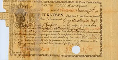 This 1792 bond issued to and signed by President George Washington contains what is believed to be the first dollar sign on a US federal document. It will be on view at the Schwab IMPACT conference in 