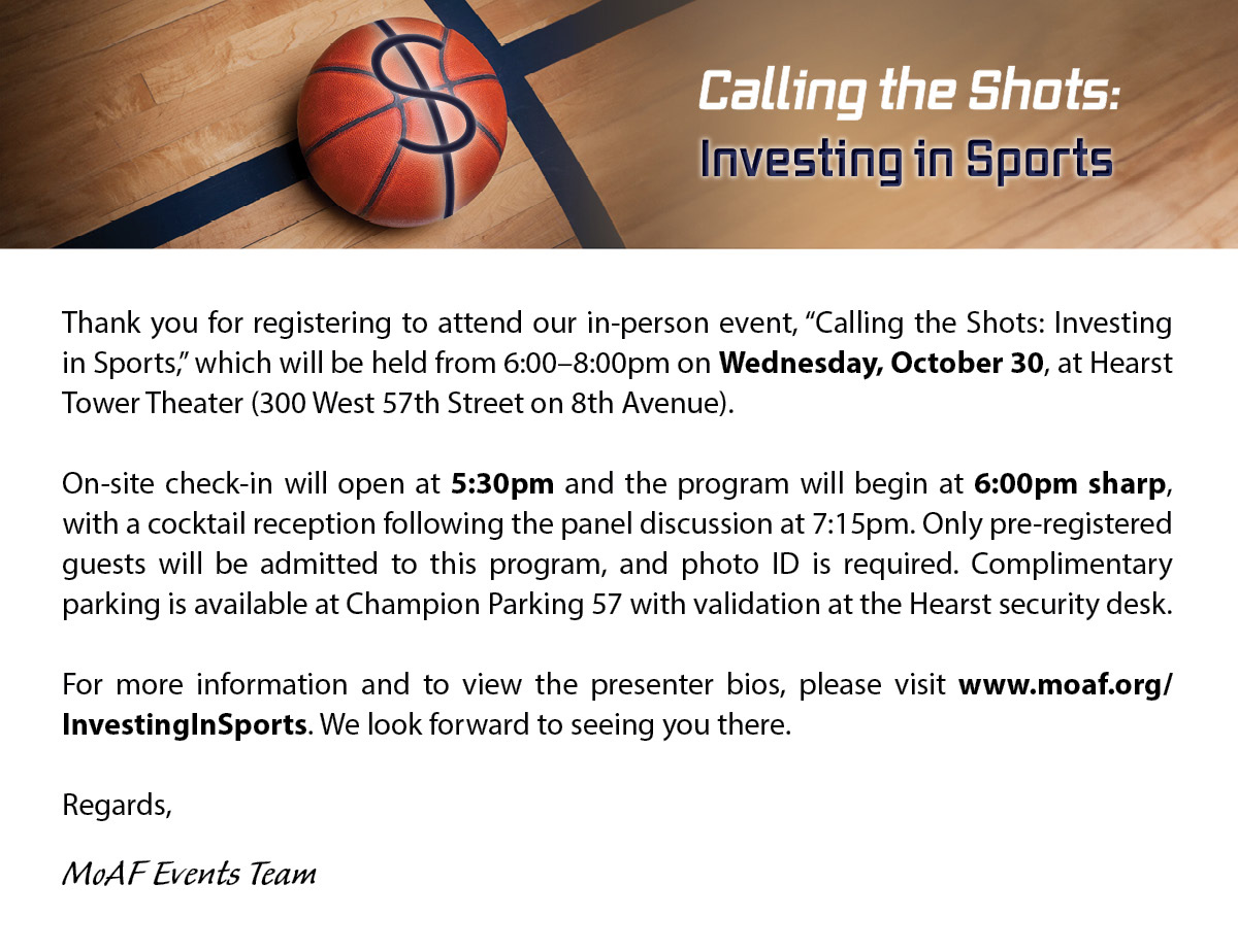 Investing in Sports Confirmation