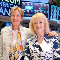 Museum Trustees Andrea de Cholnoky and Consuelo Mack on the NYSE trading floor. Photo courtesy of Valerie Caviness.